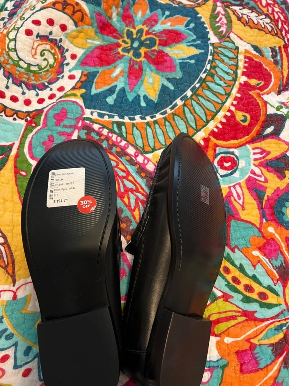 Coach Women's Two-Tone Black & White Leather Loafers - Picture 4 of 7